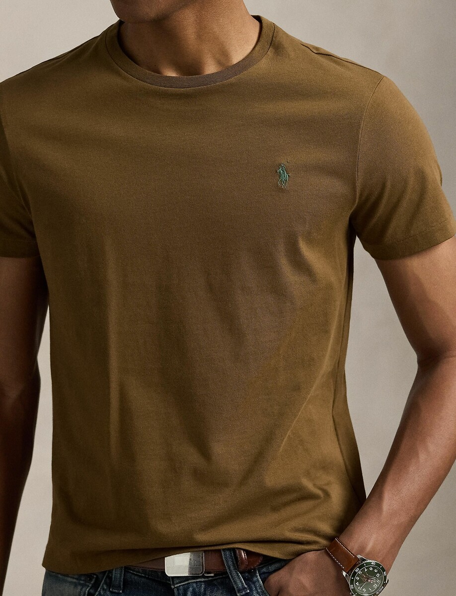 POLO RALPH LAUREN<br>Camiseta de malha slim fit com gola redonda
