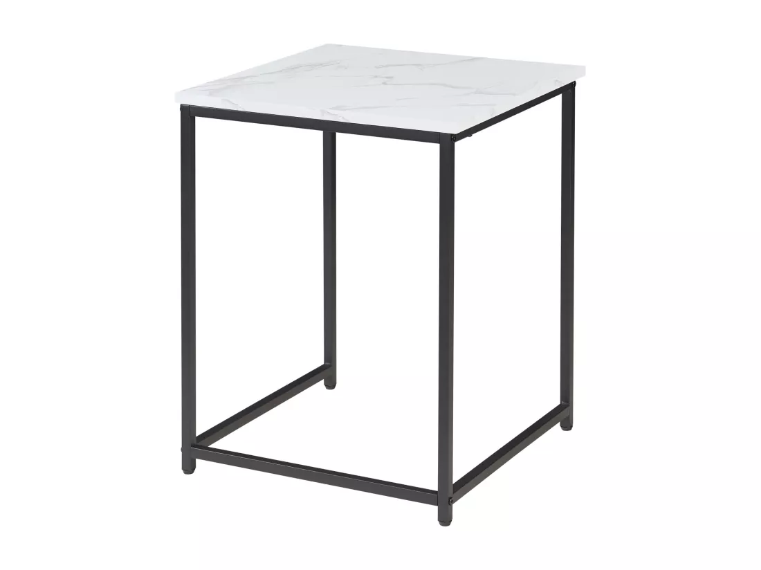 Lot de 3 tables basses gigognes Trollhättan noir effet marbre blanc [en.casa]