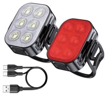Kit d'éclairage LED pour vélo 200/50 Lumen Feu avant et feu arrière vélo