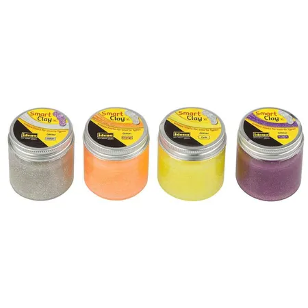 Idena Smart Clay XL, 4 x 70 g, 4 Glitter-Farben