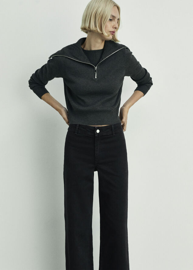 MANGO Catherin culotte high-rise jeans Open grey