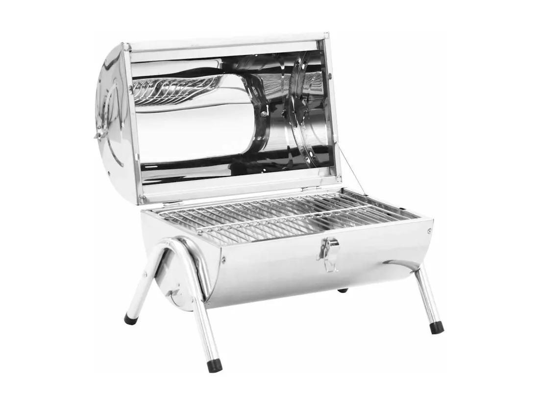 Barbecue au charbon portable Acier inoxydable Grilles doubles