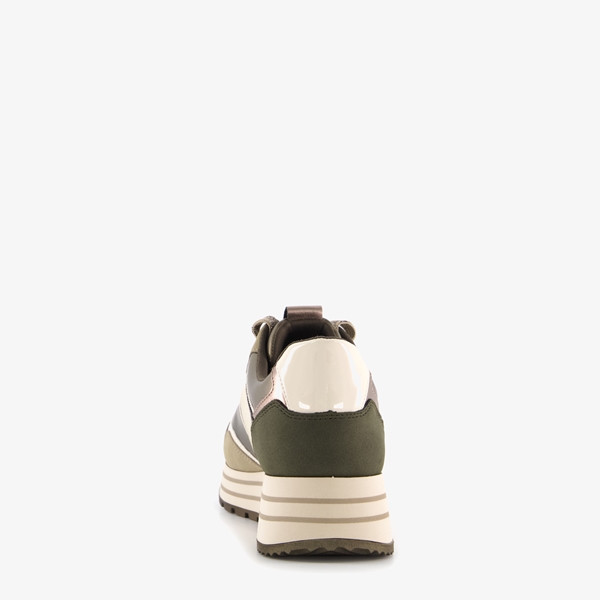 Tamaris leren dames sneakers groen/beige