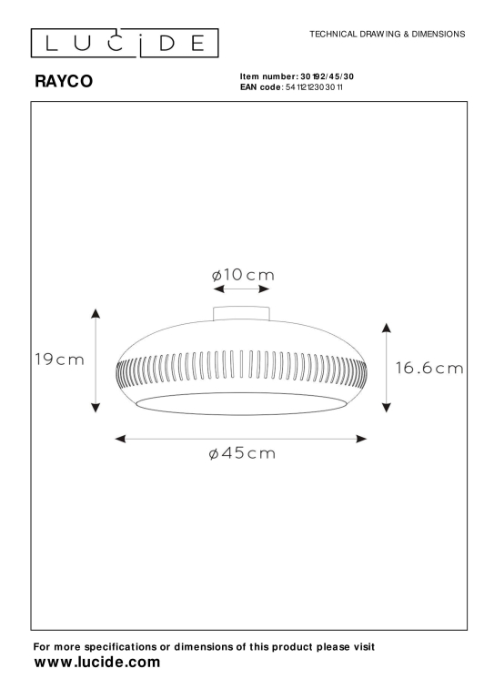 Lucide Rayco plafondlamp Ø45 zwart