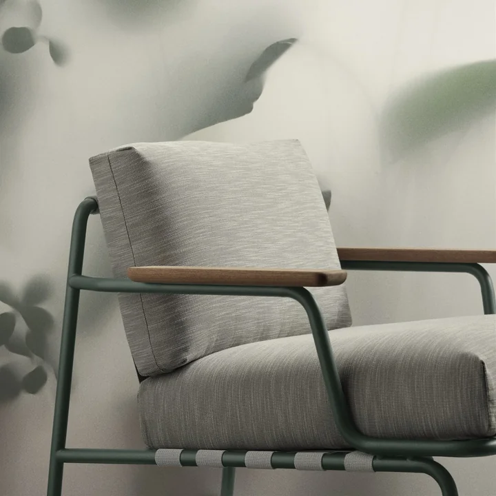 Muuto - Settle Outdoor Lounge Chair, grau / grau (Stoff Laze 1)