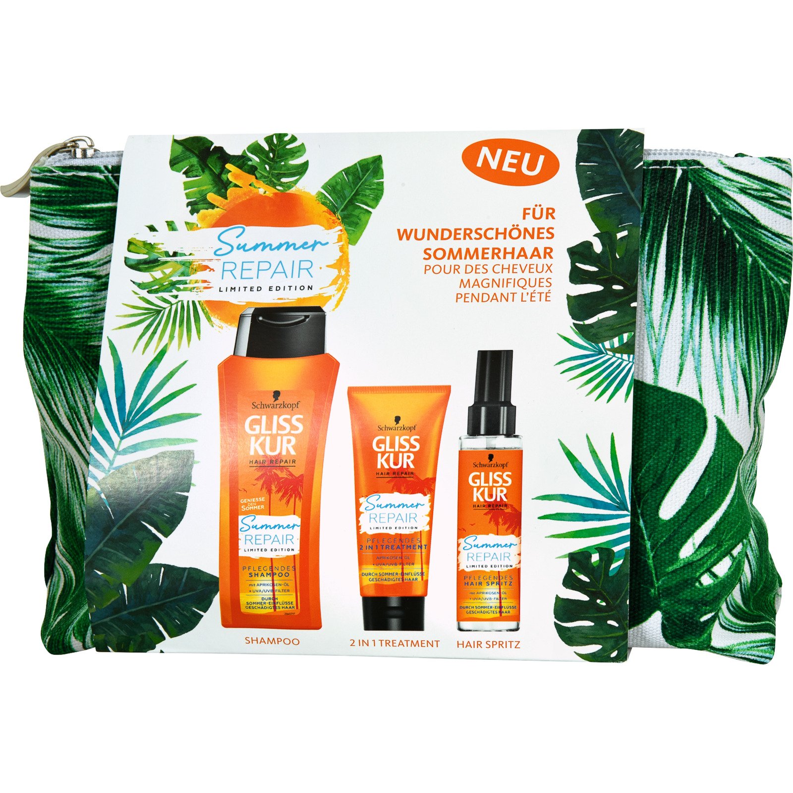 Schwarzkopf Gliss Kur Summer Repair Haarpflege-Set mit Necessaire