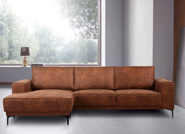 GOODproduct Ecksofa »Polsterecke Oland, Struktur, Flachgewebe, Luxus-Microfaser, Boucle« L-Form, 280 cm, Wellenunterfederung, Skandi-Design, Metallfüsse