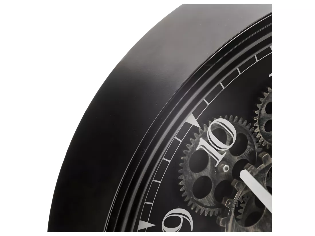 Pendule murale en métal noir mécanisme en mouvement D 37 cm
