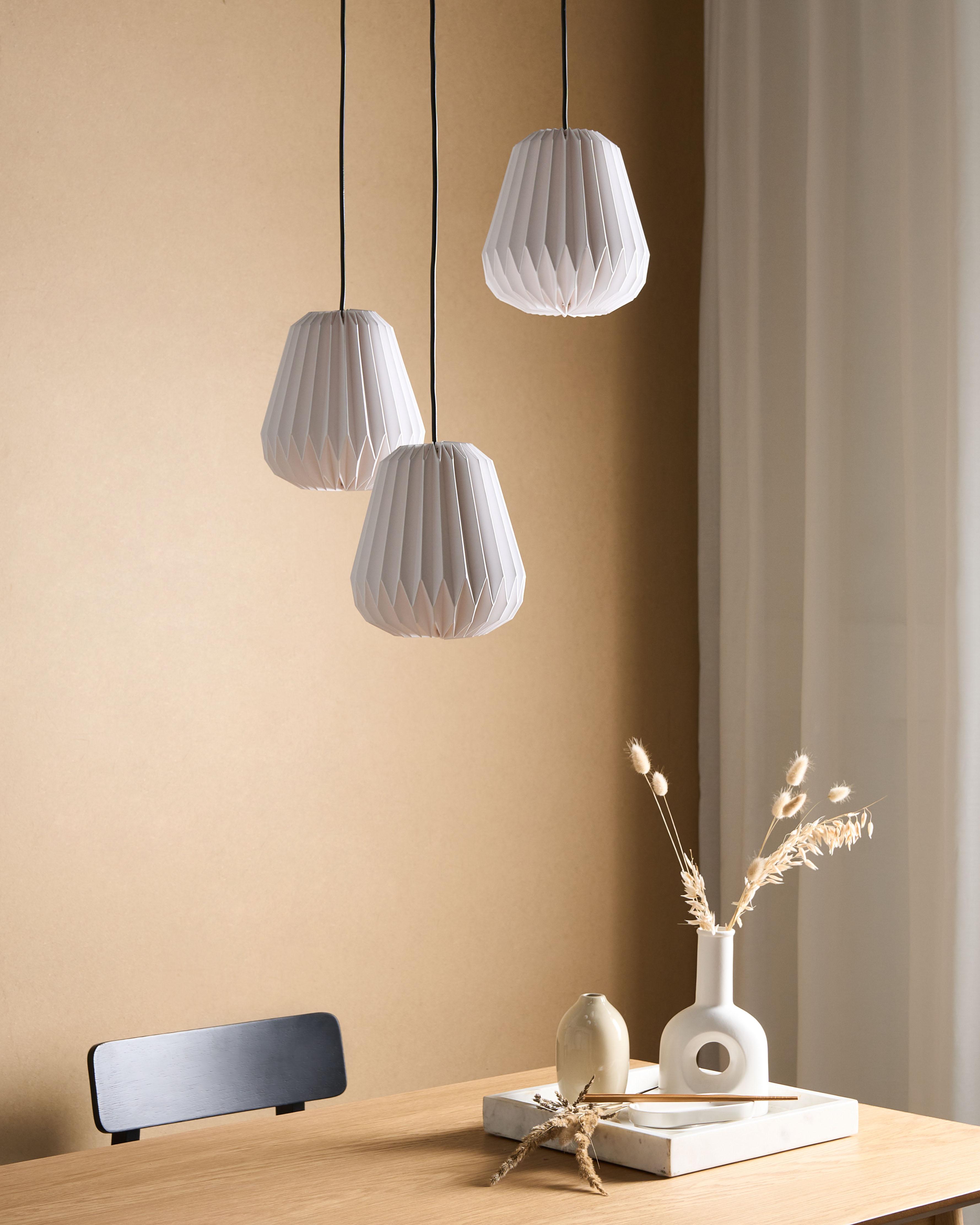 3-lichts hanglamp HONDE Papier Wit