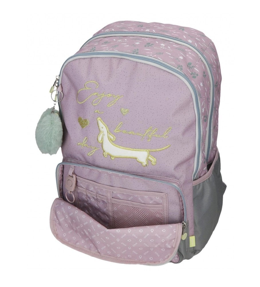 Mochila Enso Beautiful Day com compartimento duplo e rodinhas, roxa