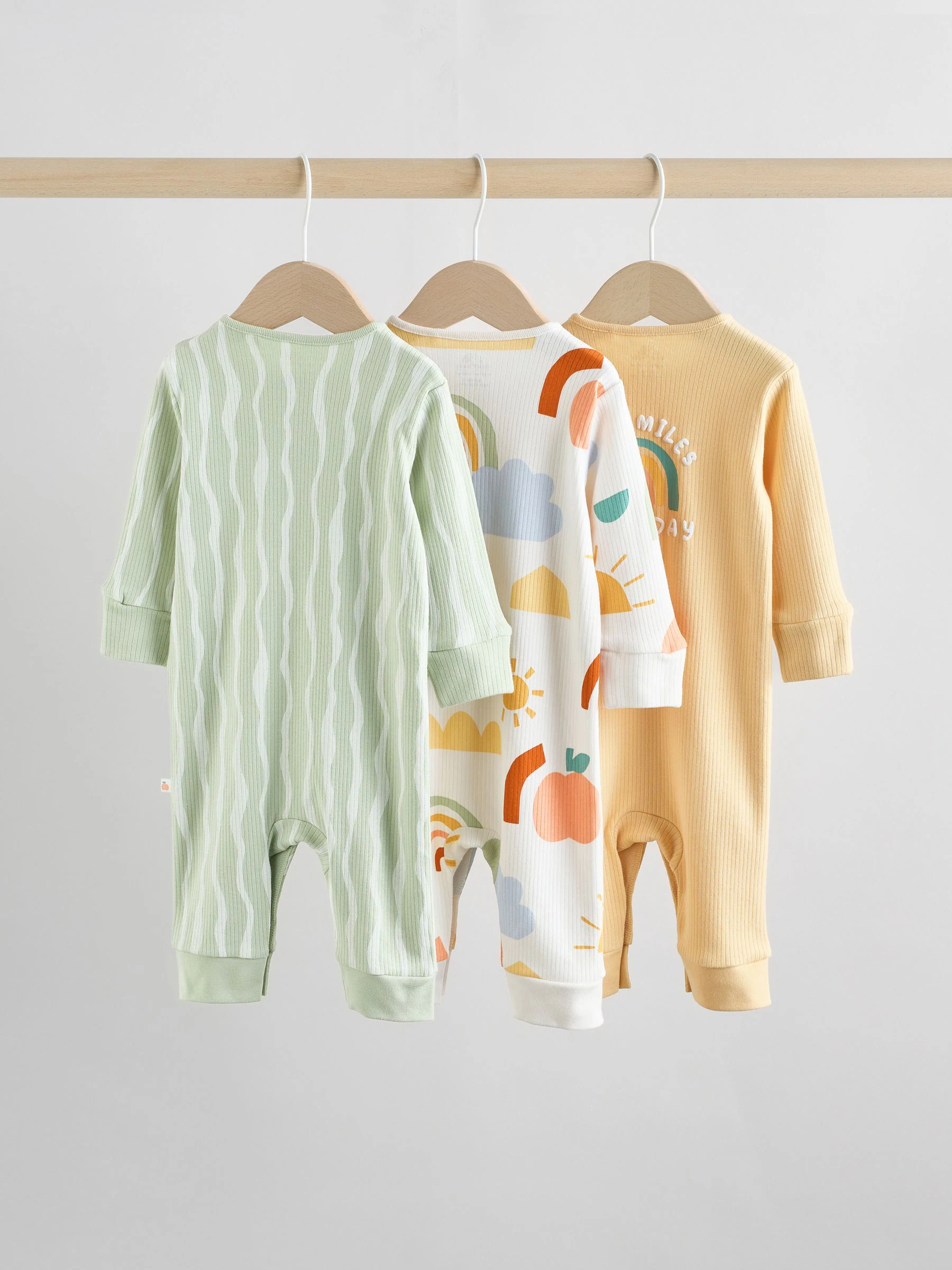 Geel - Set van 3 baby pyjama's zonder voetjes met figuurtjes (0mnd-3jr)