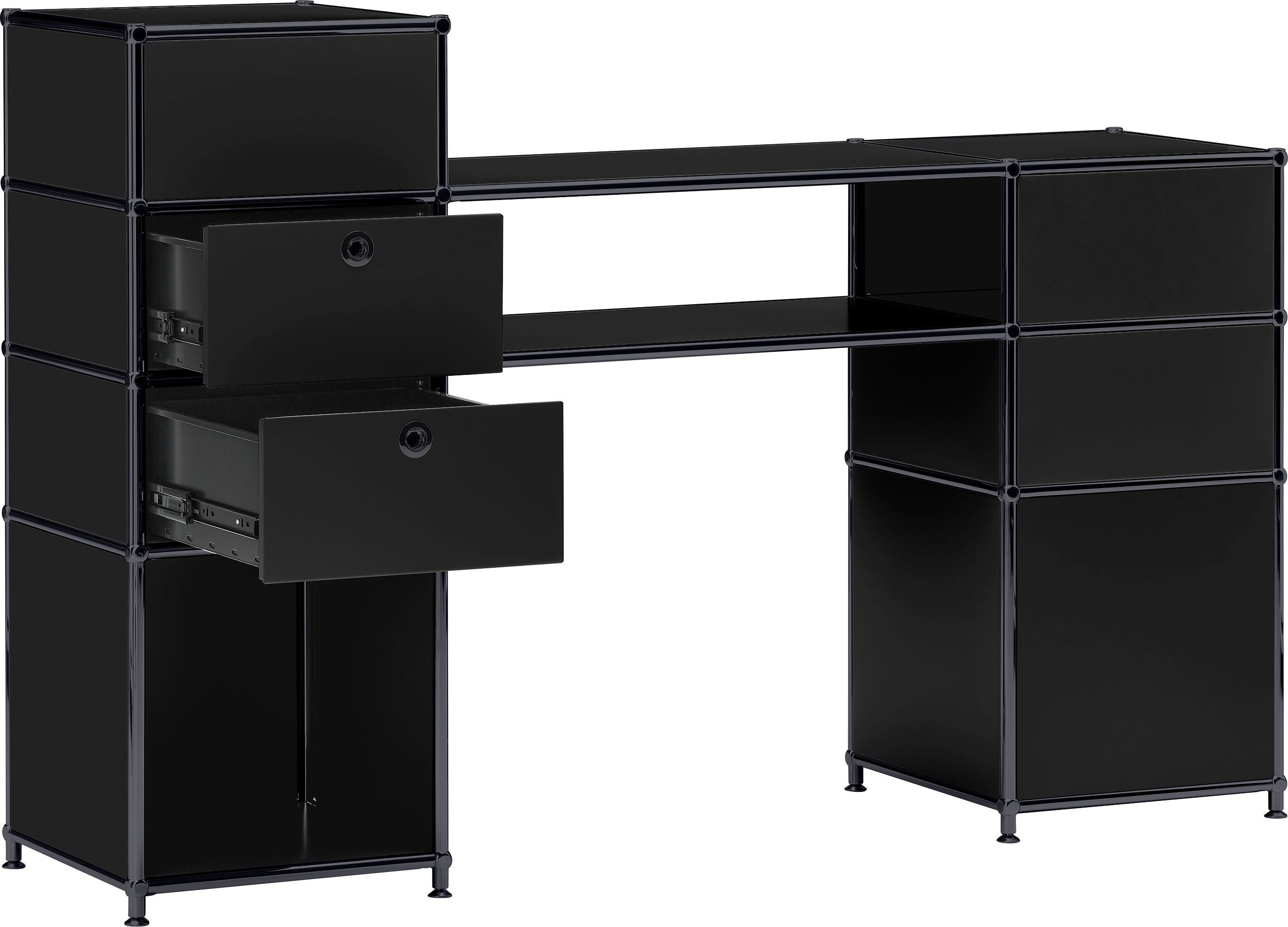 FLEXCUBE Schreibtisch - Schwarz / B: 152.0 cm x T: 40.0 cm x H: 100.0 cm