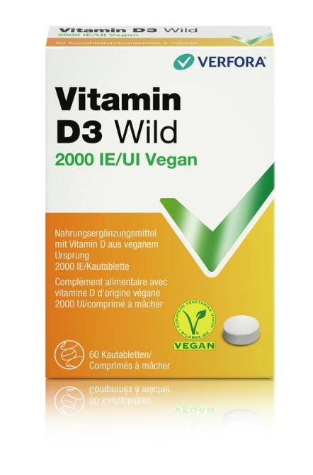 VITAMINE D3 WILD Kautabl 2000 IE vegan 60 Stk<br>60 Stück, Kautablette, vegan