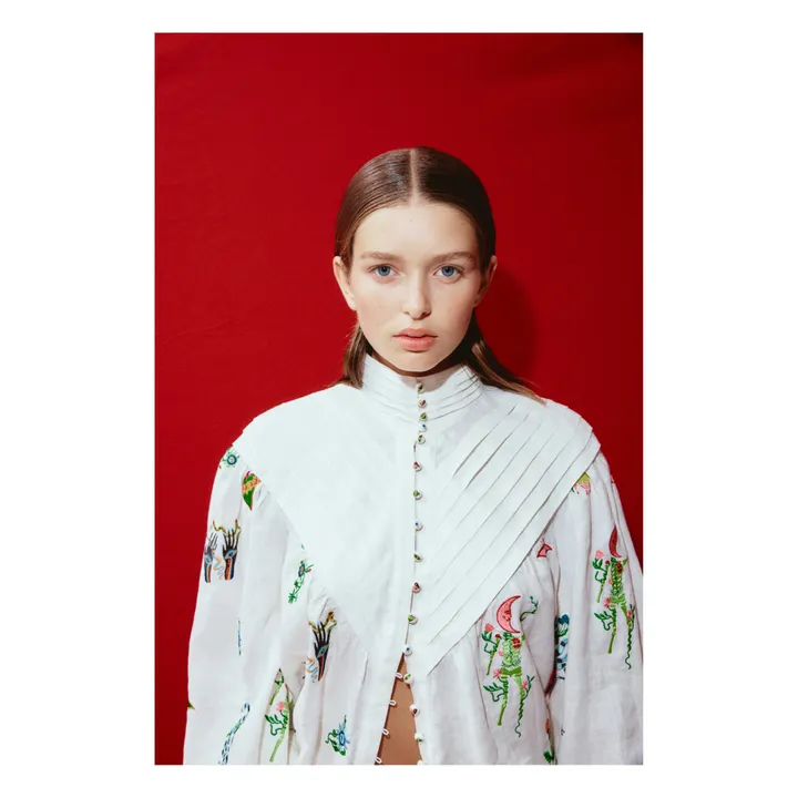 Alémais Blouse Brodée Atticus Lin | Crème