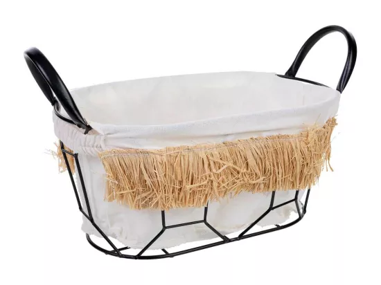 Panier de rangement en métal et tissu 30x18x14/21