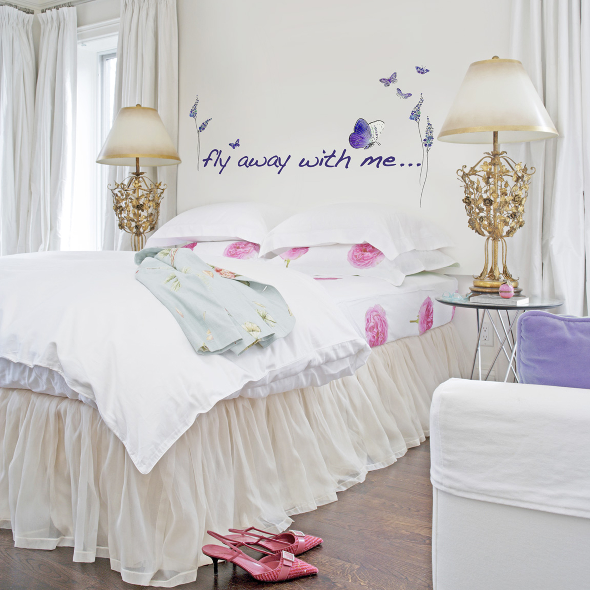 Wandtattoo BUTTERFLIES - lila - 100x70 cm