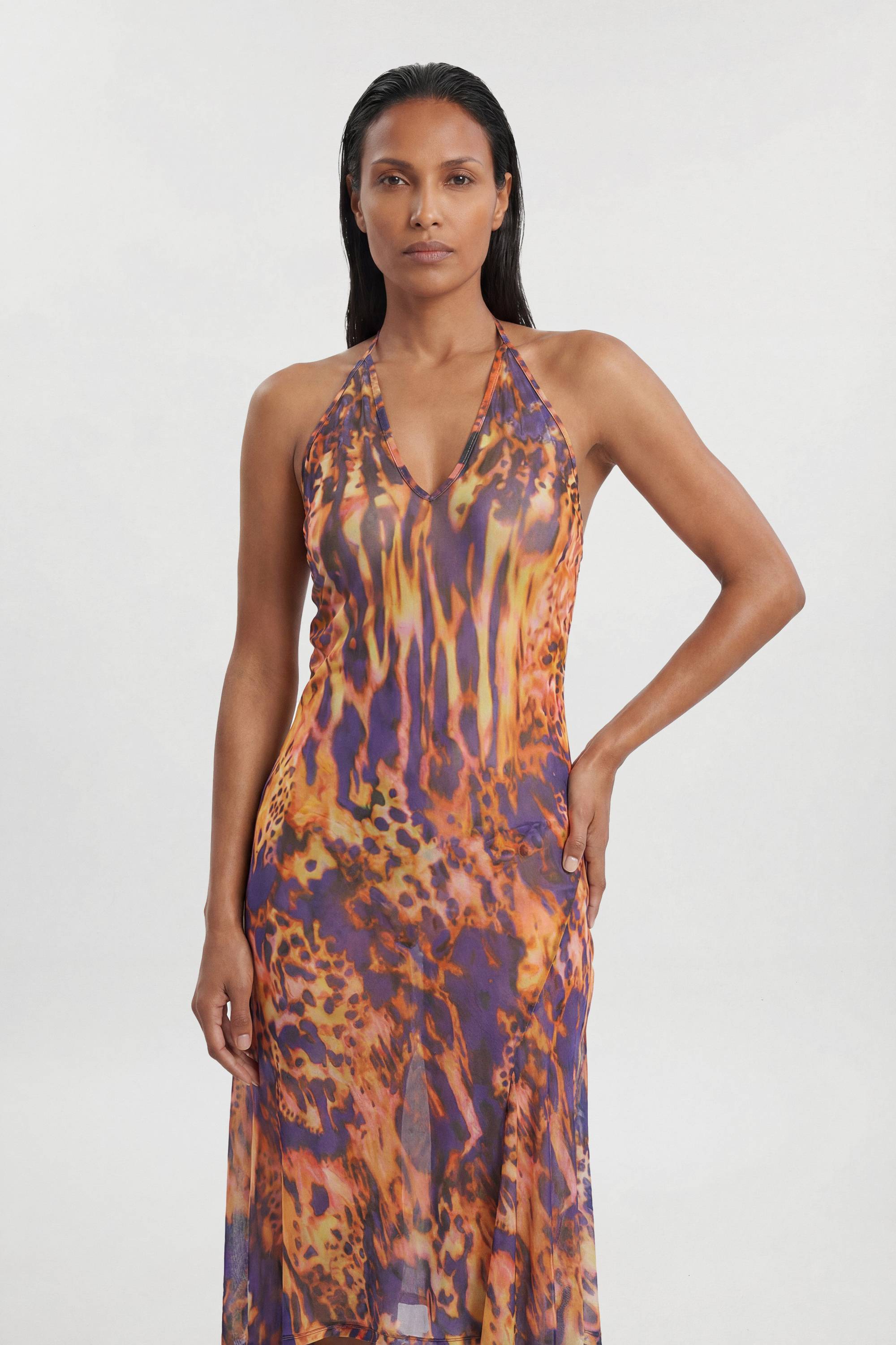 KarenMillen Robe De Plage En Maille À Imprimé Animal Abstrait