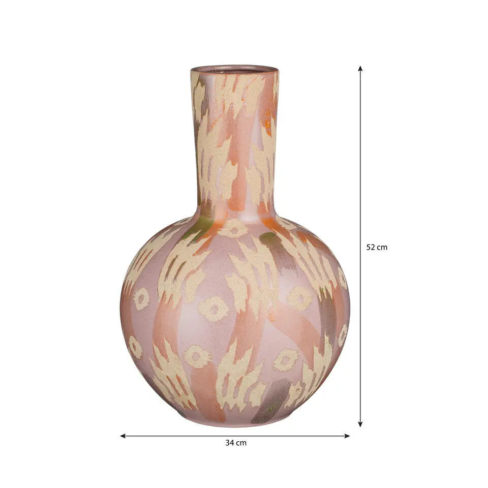Mica Decorations Javi Vaas - H34 x Ø52 cm - Keramiek - Roze, Beige
