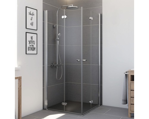 Hoekinstap vouwdeur Breuer Elana Komfort 90x90 cm helder glasprofiel kleur chroom