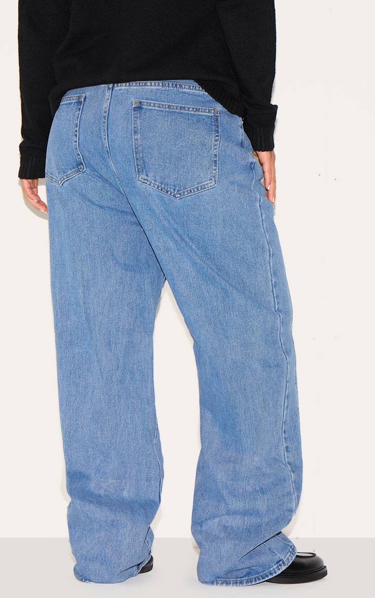 Bleu Jean Grande Taille Droit À Détails De Coutures