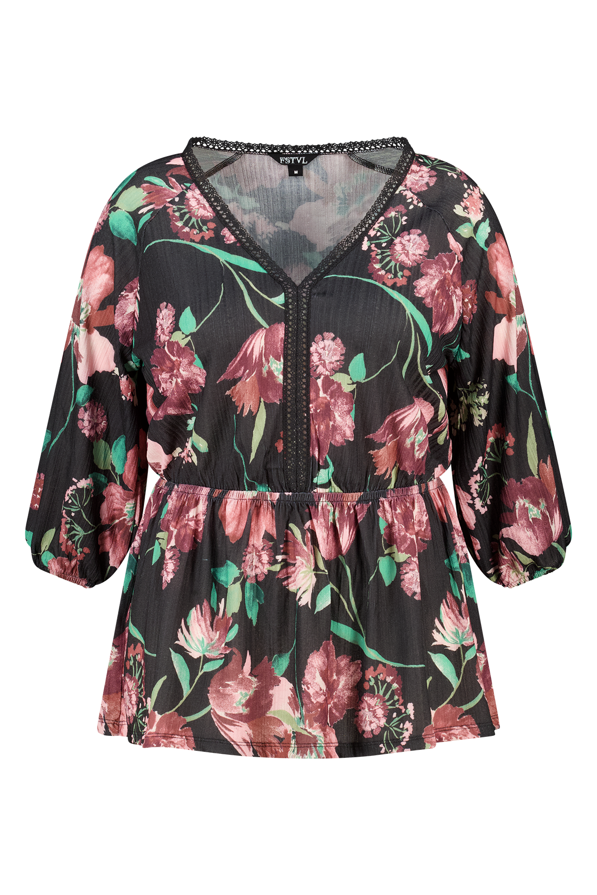 Peplum top met print Multi Grey/ Black