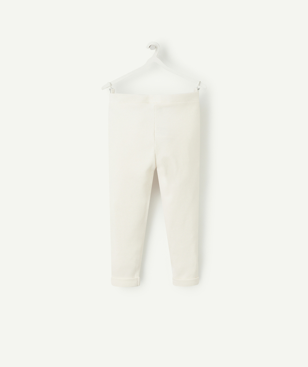 LEGGING BÉBÉ FILLE CÔTELÉ EN COTON BIOLOGIQUE BLANC