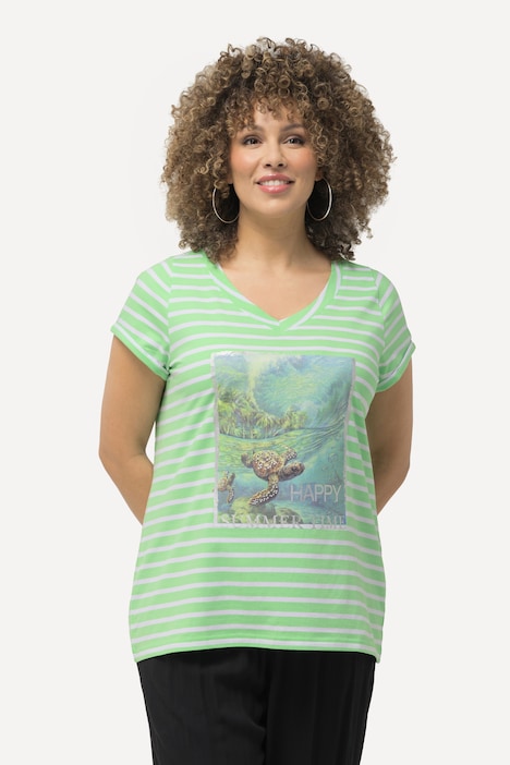 Shirt, Ringel, Schildkröte, Rundhals, Halbarm