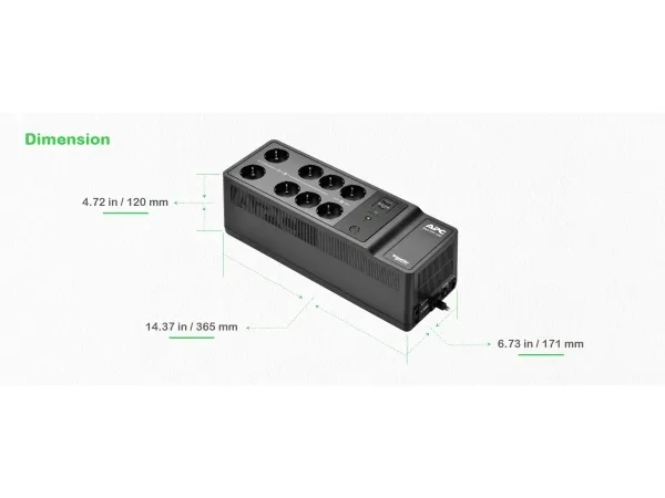 APC Back-UPS - UPS (vægmonterbar/overflademonterbar) - AC 230 V - 600 Watt - 1050 VA - output-stikforbindelser: 10