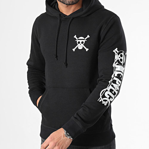Sweat Capuche Sleeves Mugiwara Noir Blanc