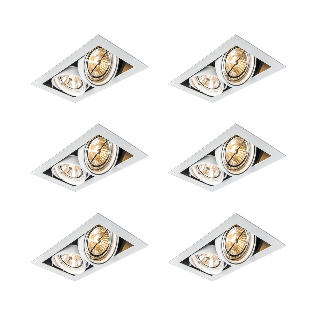 Set van 6 Inbouwspot wit AR111 verstelbaar 2-lichts - Oneon