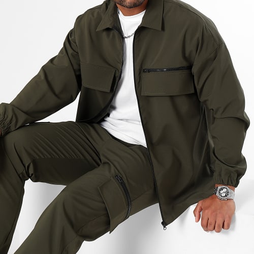 Ensemble Veste Zippée Et Pantalon Cargo 0283 0287 Vert Kaki