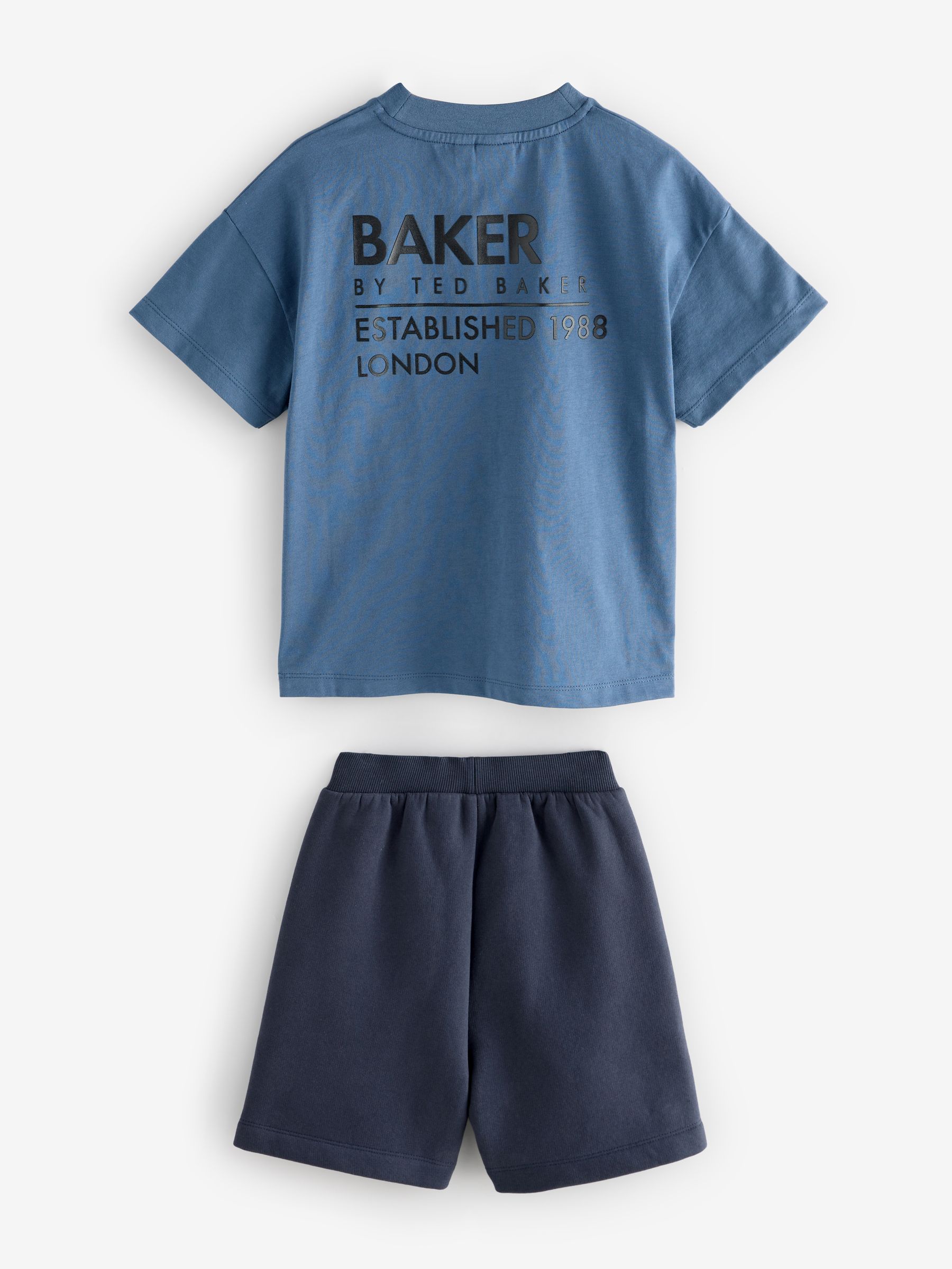 Blauw/marine - Baker by Ted Baker Oversized Tonal Graphic T-Shirt and Shorts Set