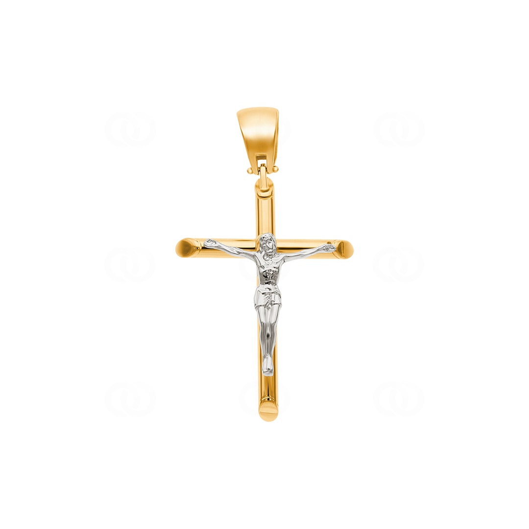 Anhänger 750/18 K Gelbgold Kreuz mit Jesus 49 x 28 mm
