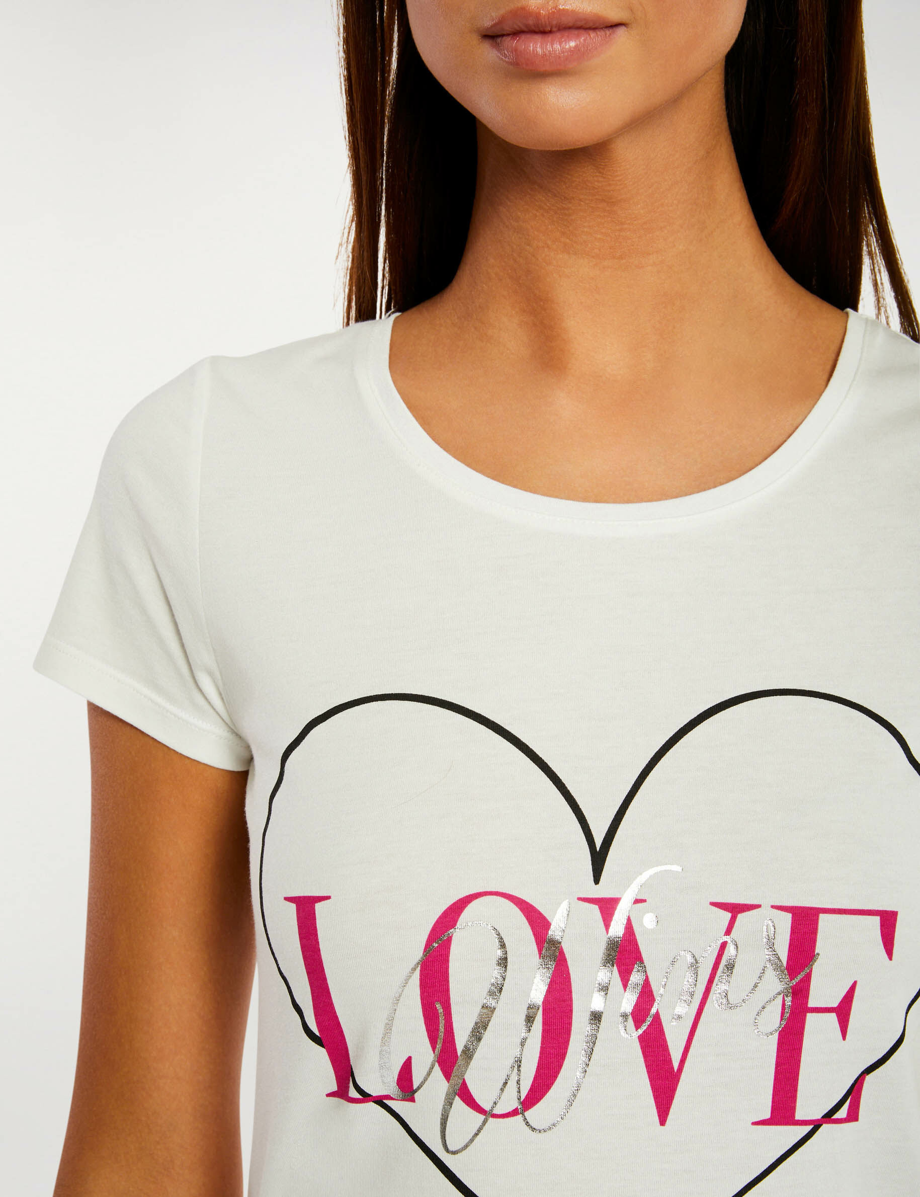 T-shirt manches courtes ecru femme - ecru