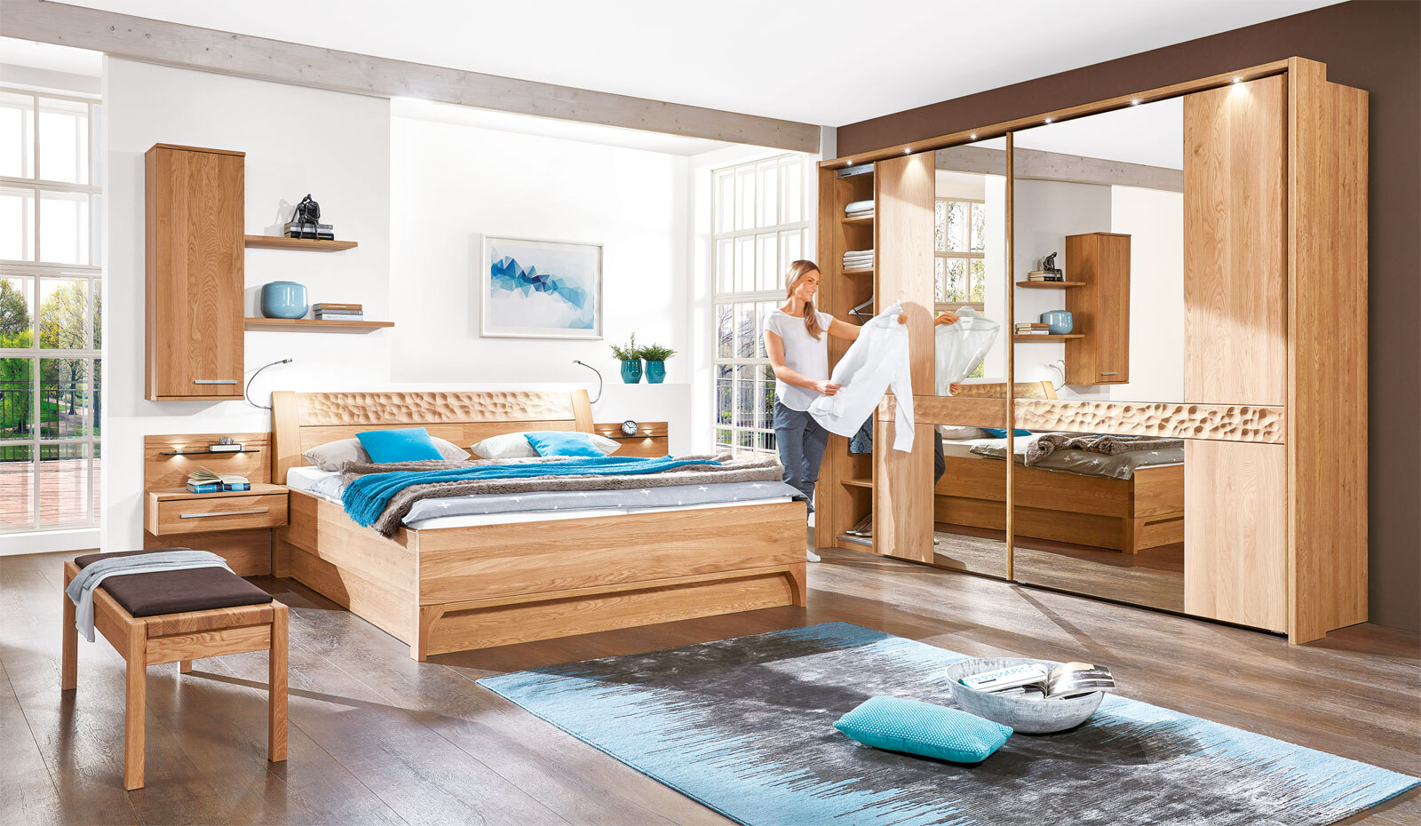MONDO Schlafzimmer PAOLO I Eiche Natur teilmassiv 4-teilig
