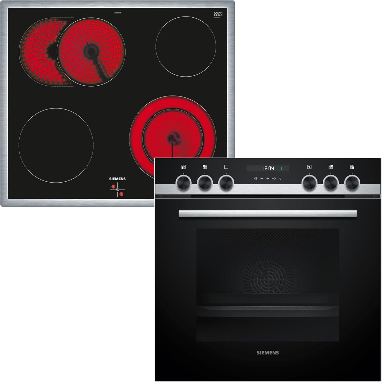 Siemens EQ521KA11, Einbauherd-Set, Made in Germany, Bestehend aus HE517GBS3 Herd, 60 x 60 cm, 3D Heißluft, Hydrolyse & EA64RGNA1E Elektrokochfeld, Bräterzone, powerBoost, Edelstahl Rahmen