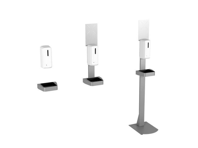 Multibrackets Desinfektionsmittelständer Hygienebox Stand w MB Hygienebox Standmontage, weiss / 9646 Infrarot Auto-Sensor 0-12 cm, 1 Liter Tank, ABS