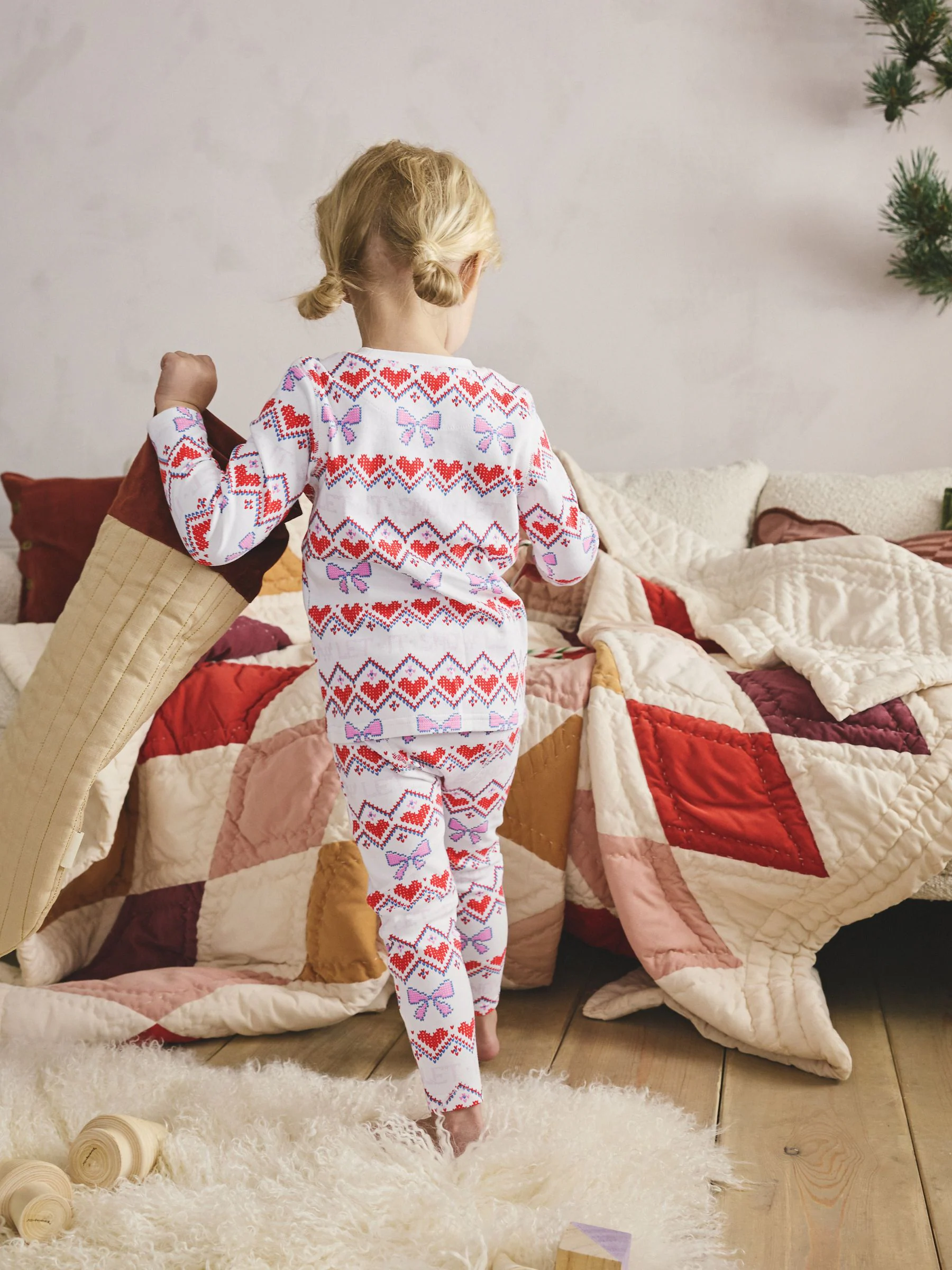 Witte sneeuwprint - Kerstpyjama (9 mnd-16 jr)