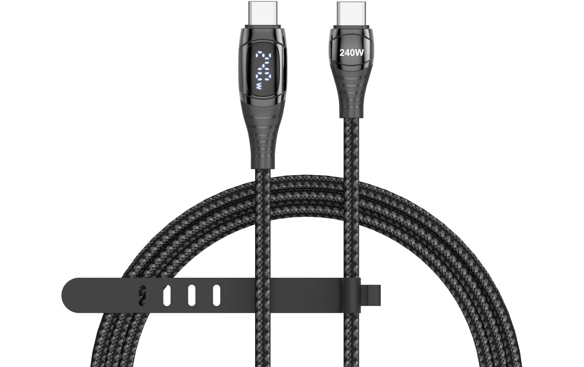 Kabel 240-W-Powerkabel USB Type-C - USB Type-C, 1 mSchnelllade-USB-C-Kabel mit LED-Display