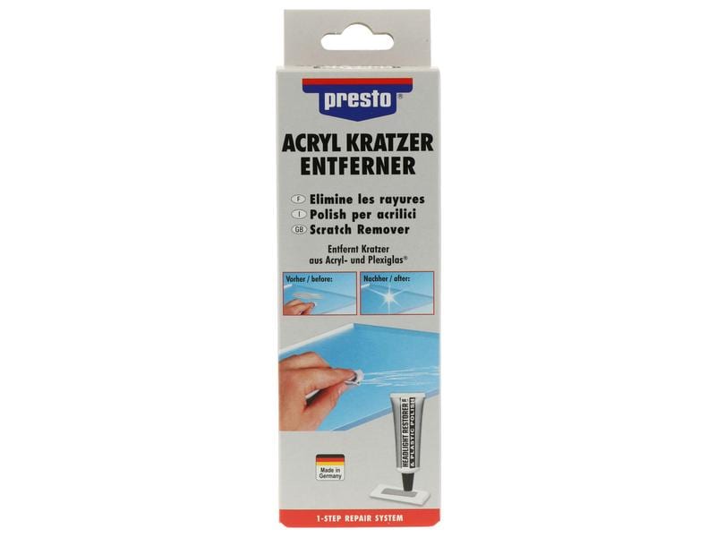 Presto Reparaturset Acryl-Kratzer-Entferner Komplett-Set zum Entfernen von Kratzern auf Acryl- und Plexiglas-Oberflächen