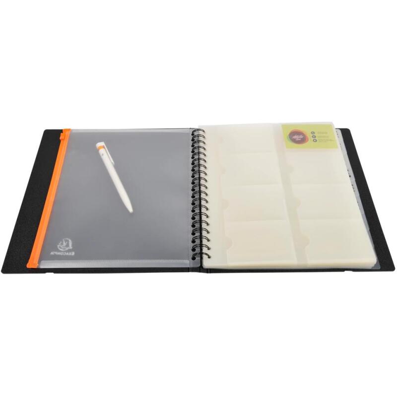 Porte cartes de visite Exacard à pochettes détachables 320 cartes Exactive® - 26,5x25cm - Noir