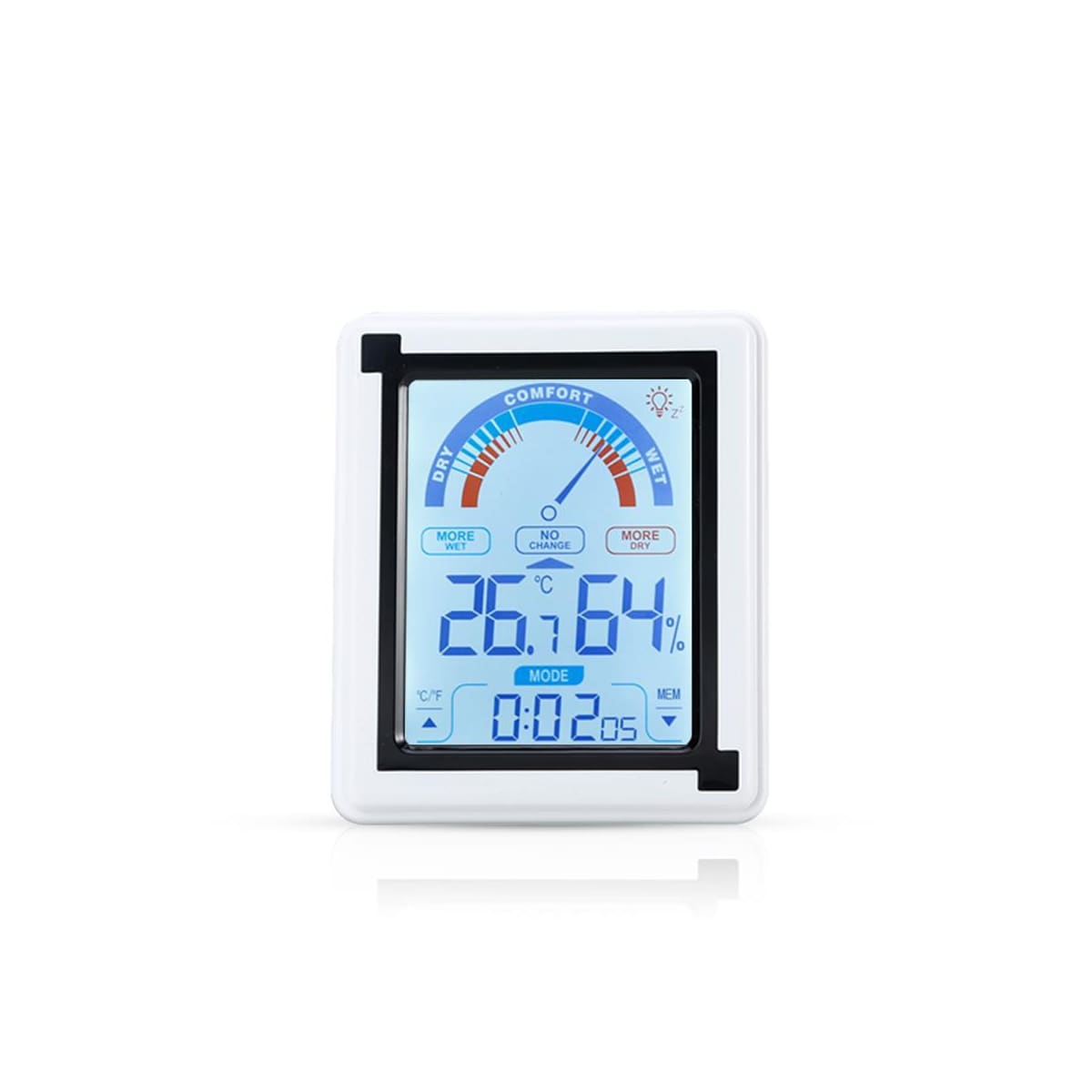 Termometer LCD Touch Termometer med klokke (hvit)