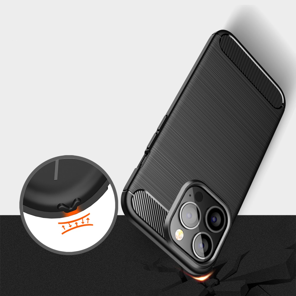 iPhone 13 Pro Gummi Case Schutzhülle im Carbon Look - Schwarz