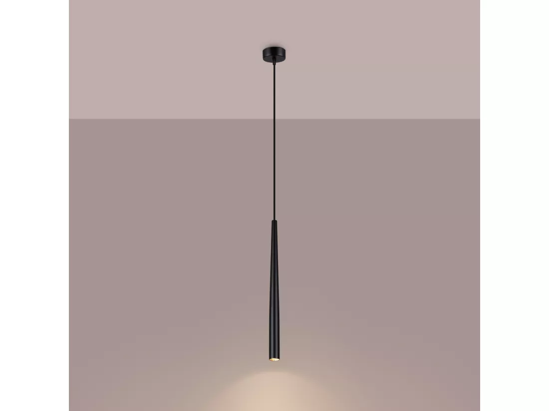 Lampe à suspension Bliss moderne en acier - 1 sources lumineuses - L.8 x H.118 cm - noir