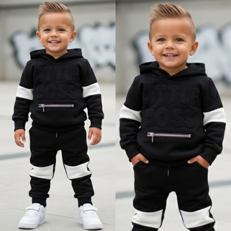 Hooded Little boss set - black (verzenddatum 27 feb)