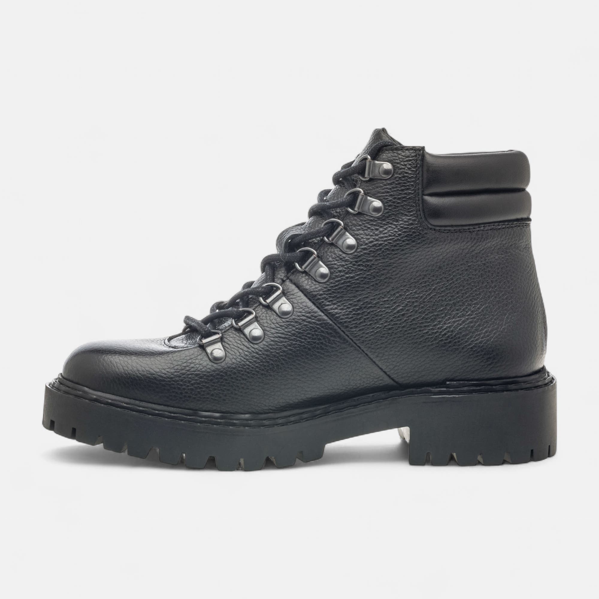 Bottines à lacets Femme en cuir noir