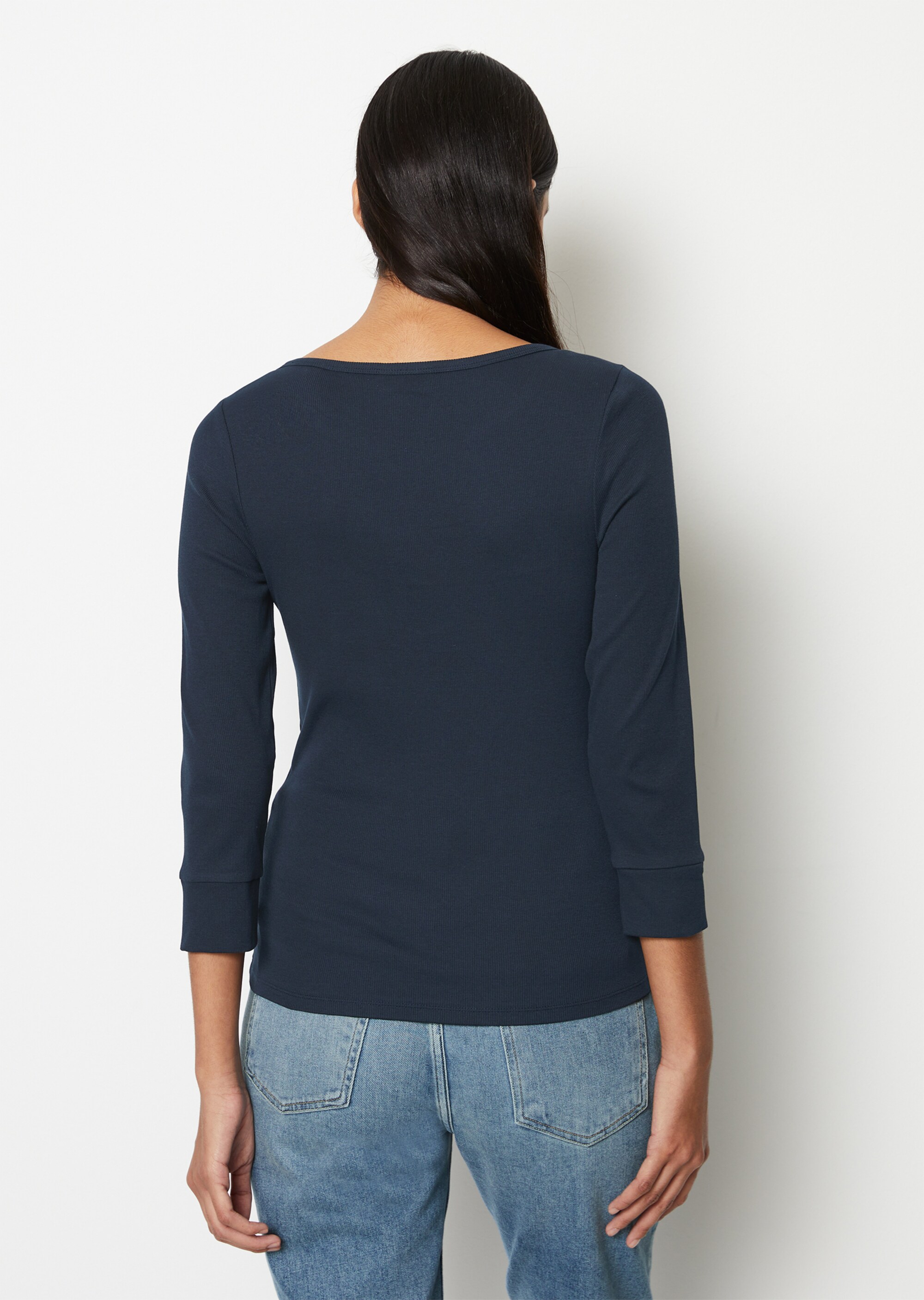 Ripp-T-Shirt mit 3/4-Ärmeln aus Organic Cotton-Stretch