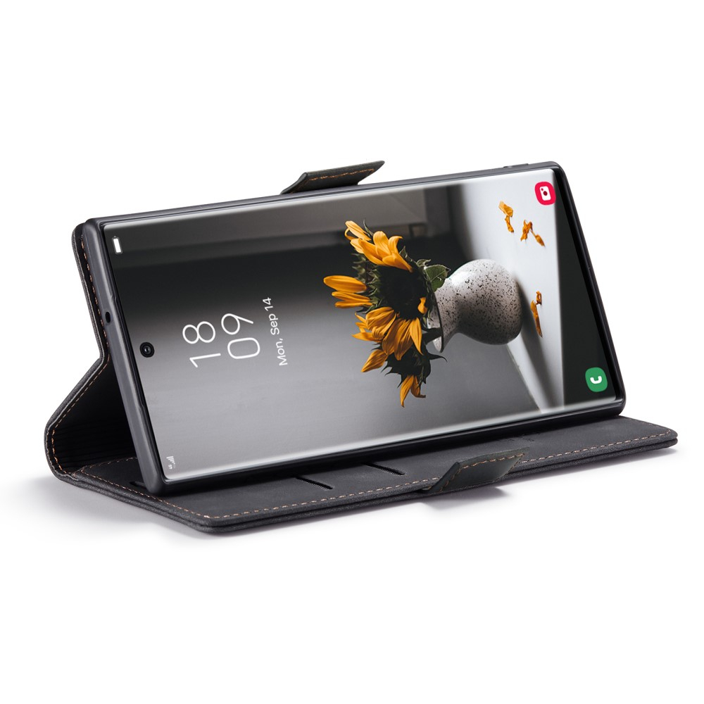 Samsung Galaxy S23 Ultra 5G Leder Tasche Flip Wallet Etui mit Kartenfächern - Schwarz