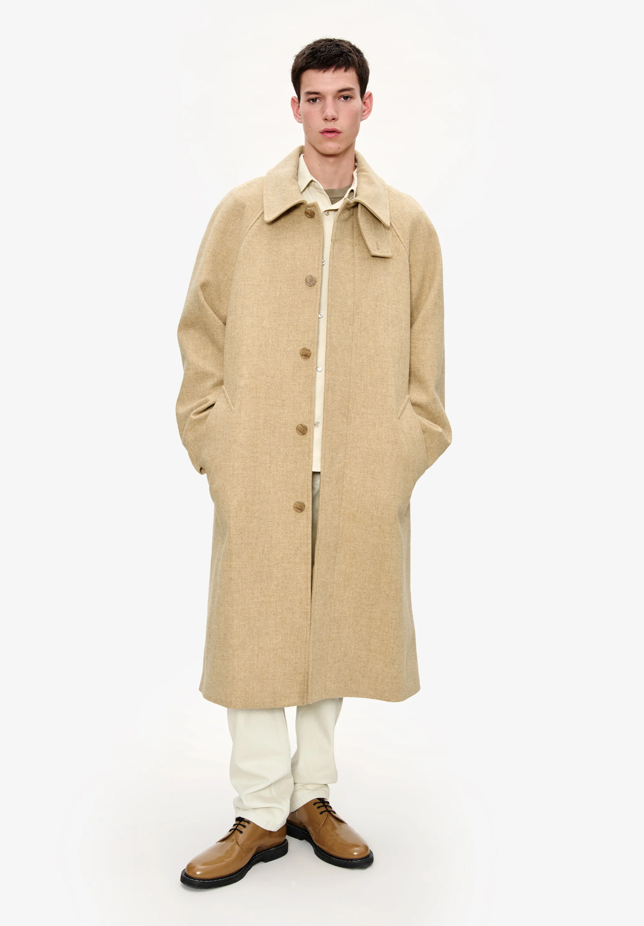 Manteau uni oversize manches raglan - Beige chine