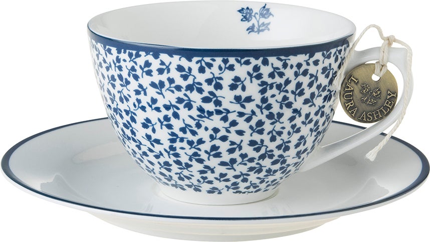 Laura Ashley kop en schotel Floris blauw 0,26 L